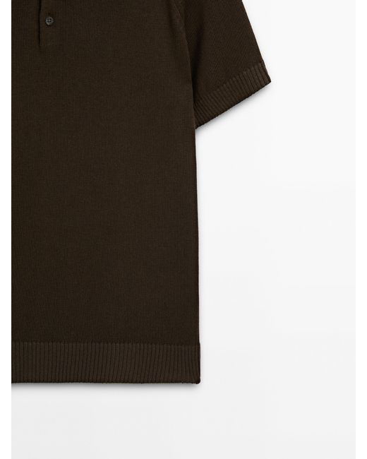 MASSIMO DUTTI Gray Short Sleeve Knit Polo Shirt for men