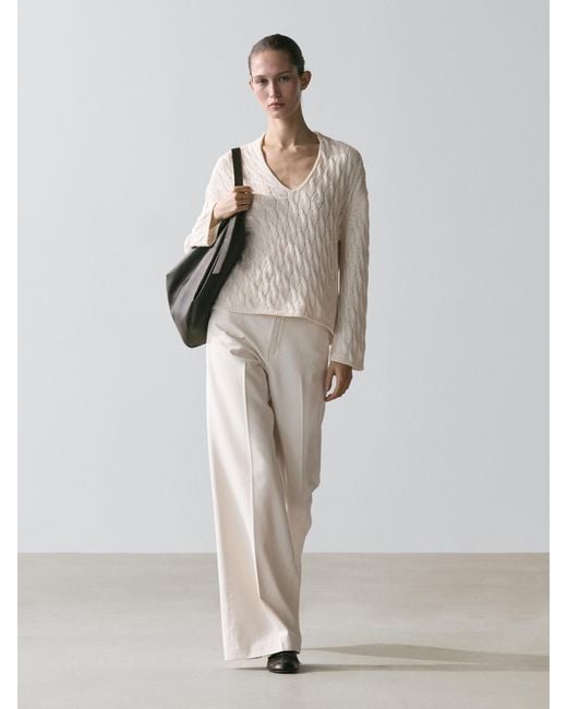 MASSIMO DUTTI Multicolor Cotton Blend Knit Sweater With Knot Details
