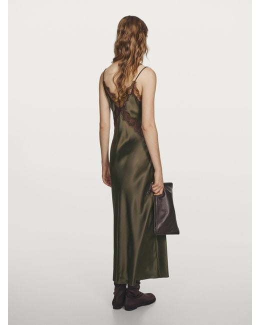 MASSIMO DUTTI White 100% Silk Long Slip Dress
