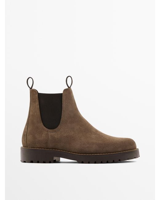 MASSIMO DUTTI Brown Leather Chelsea Boots for men