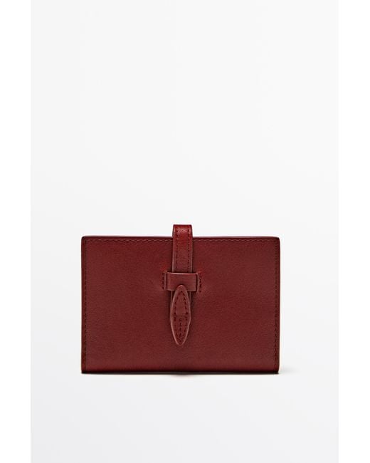 MASSIMO DUTTI Red Nappa Leather Wallet