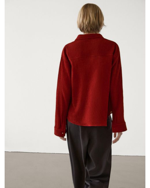 MASSIMO DUTTI Red Wool And Cotton Blend Shirt