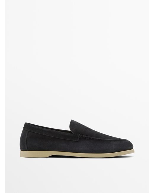 MASSIMO DUTTI White Soft Split Leather Loafers for men