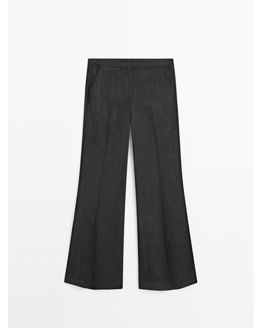 MASSIMO DUTTI Klokkende Broek Met Denim Effect in het Black