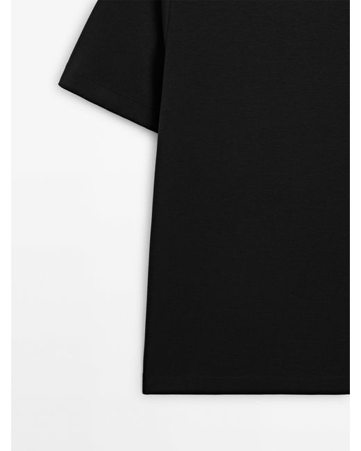 MASSIMO DUTTI Black Cotton Blend T-Shirt for men