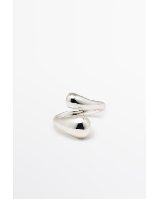 MASSIMO DUTTI White Double Teardrop Ring
