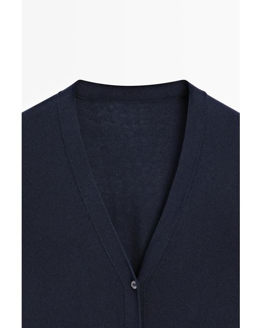 MASSIMO DUTTI Blue Silk Blend Bodysuit With Button Detail