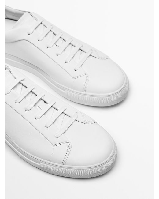 MASSIMO DUTTI White Leather Trainers for men