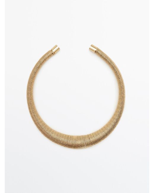 Ridged Spiral Necklace, White Gold