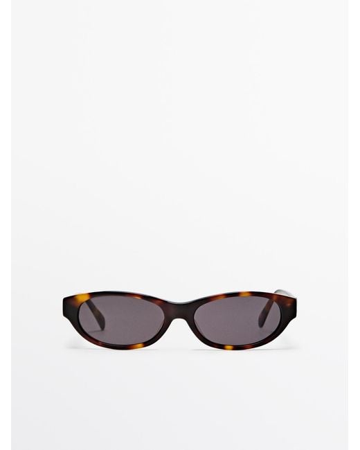 MASSIMO DUTTI White Narrow Tortoiseshell-Effect Sunglasses