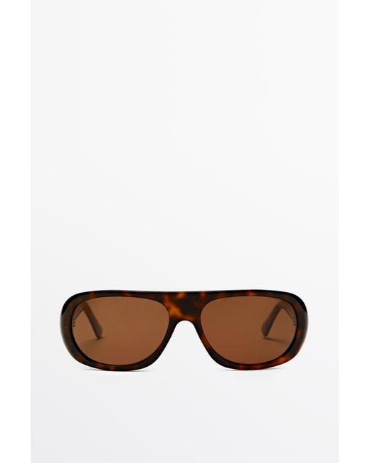 MASSIMO DUTTI Brown Oval Tortoiseshell-Effect Sunglasses
