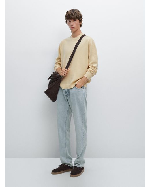 MASSIMO DUTTI Strickpullover Aus Wollmischgewebe Mit Rundausschnitt in White für Herren