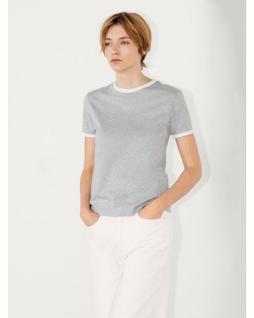 MASSIMO DUTTI White Short Sleeve Contrast T-Shirt