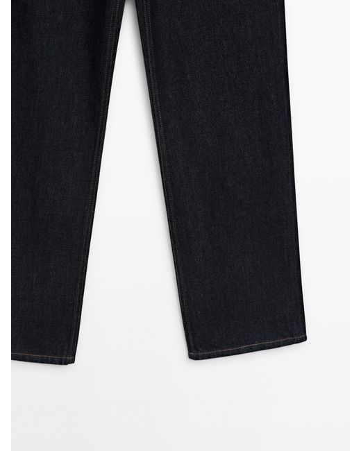 MASSIMO DUTTI Blue Straight Fit High-Waist Jeans