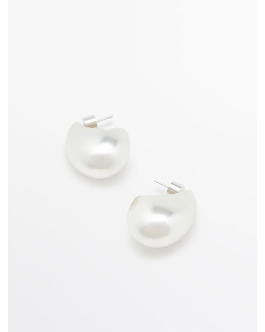 MASSIMO DUTTI White Droplet Detail Earrings