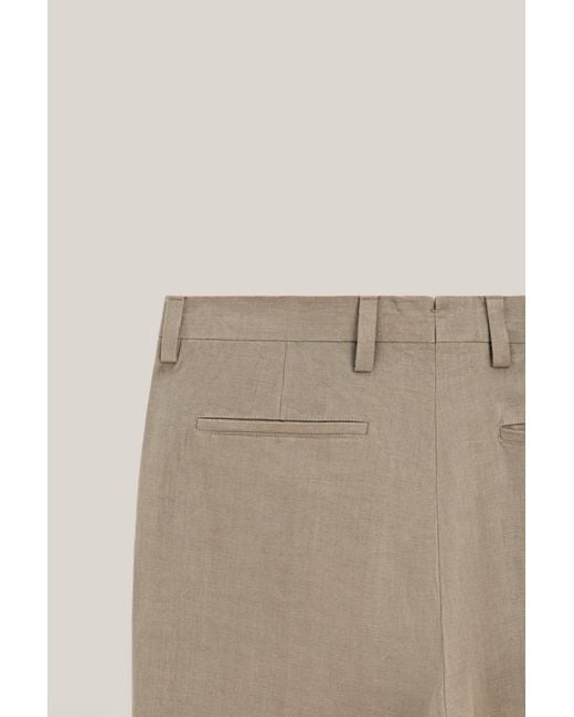MASSIMO DUTTI Natural Double Dart Linen Pants for men