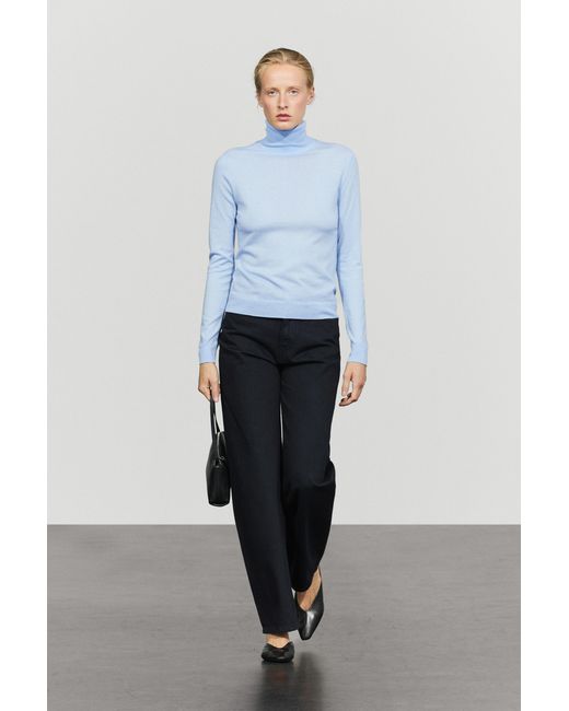 MASSIMO DUTTI Gray Wool-Blend Turtleneck Knit Sweater