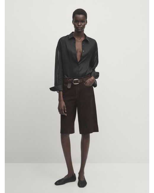 MASSIMO DUTTI Bermudas Wildleder in Braun Lyst DE