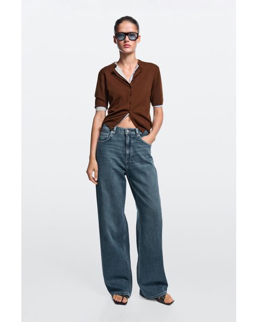 MASSIMO DUTTI Blue Wide-Leg Relaxed Jeans