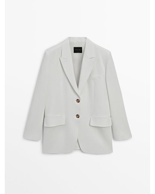 MASSIMO DUTTI White Oversize Suit Blazer