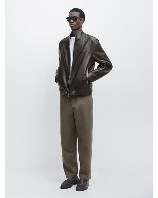 MASSIMO DUTTI Multicolor Tapered Fit Cotton Linen Pants for men