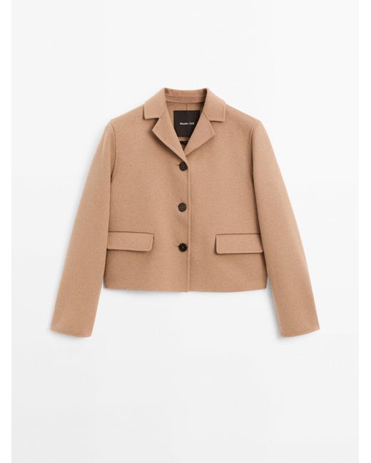 MASSIMO DUTTI Natural Short Wool Blend Jacket