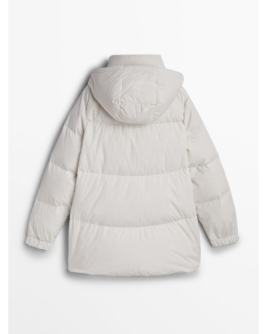 MASSIMO DUTTI White Padded Technical Jacket With Down And Feather Filling