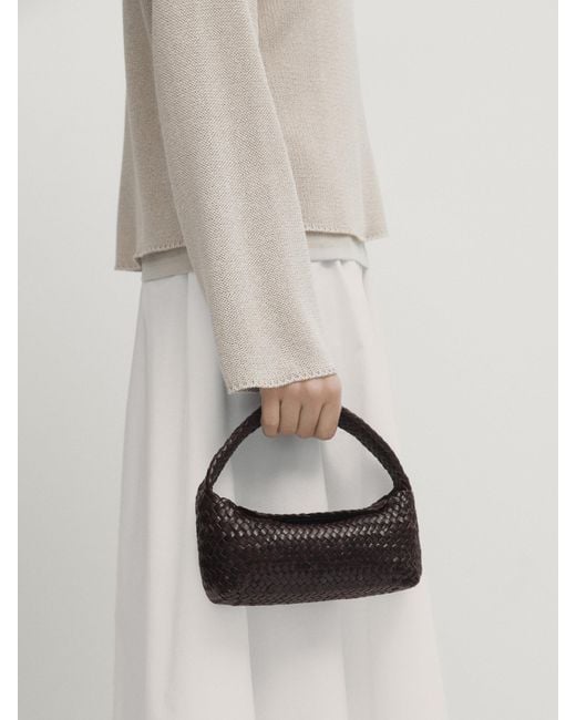 MASSIMO DUTTI Black Woven Nappa Leather Mini Bag