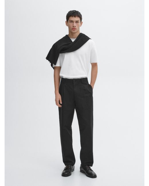 Camiseta Manga Corta Cuello Redondo MASSIMO DUTTI de hombre de color White