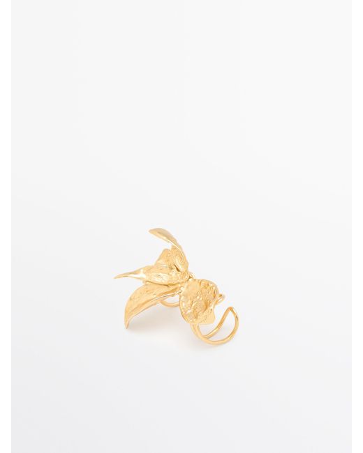 MASSIMO DUTTI White Ear Cuff With Flower Detail