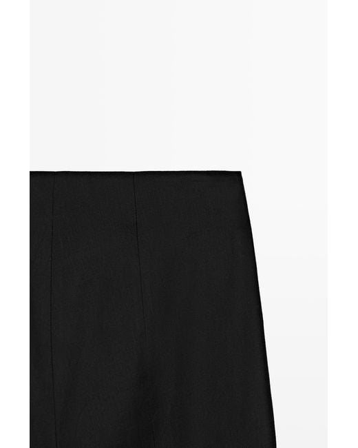 MASSIMO DUTTI Black Linen Blend Capris