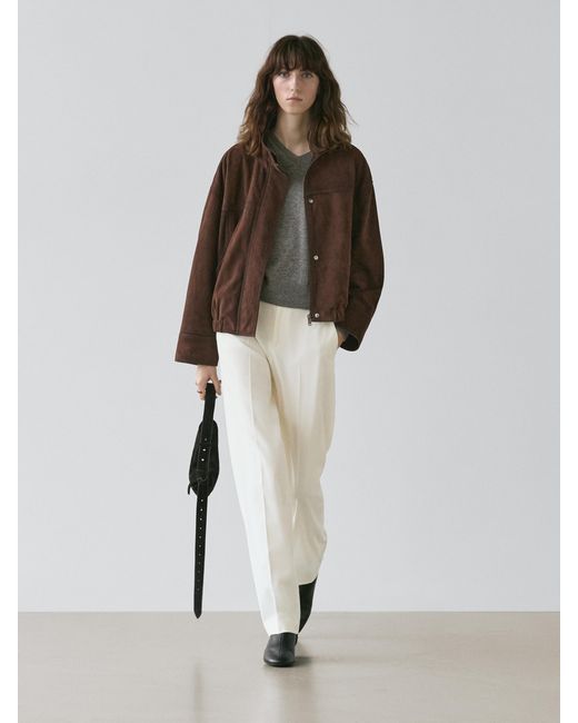MASSIMO DUTTI Natural Straight-Leg Trousers