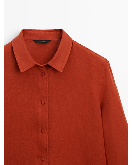 MASSIMO DUTTI Red 100% Linen Shirt