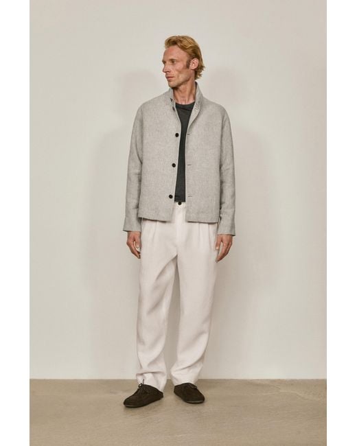 MASSIMO DUTTI Gray Total Look Linen Bomber Jacket for men