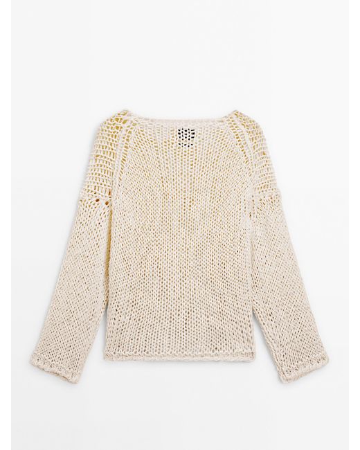 MASSIMO DUTTI Natural Open-Knit Sweater