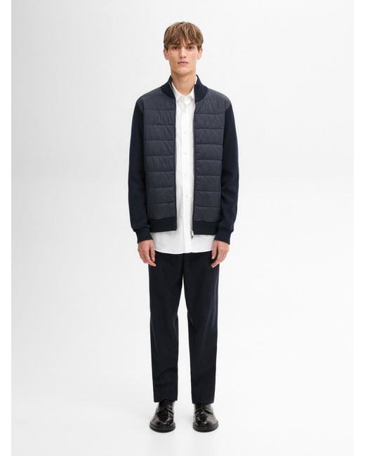 MASSIMO DUTTI Blue Cotton Blend Puffer Jacket for men