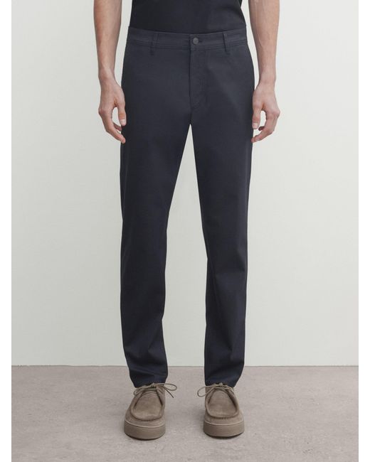 MASSIMO DUTTI Blue Tapered-Fit Denim Trousers for men