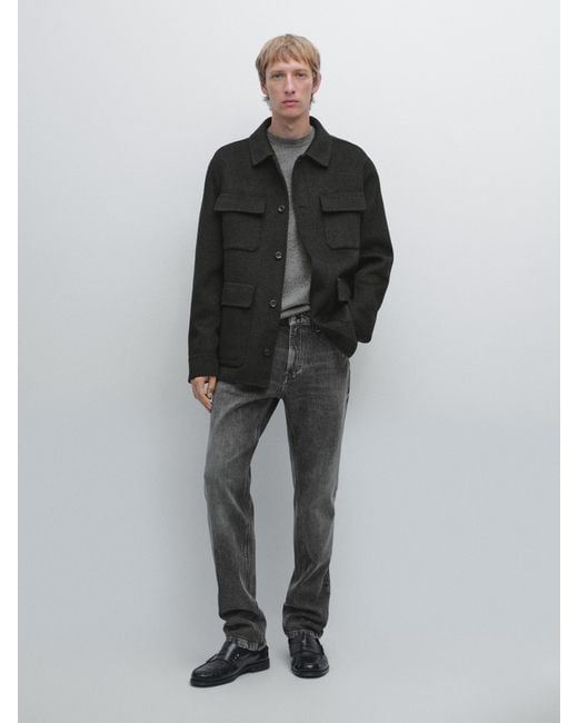 MASSIMO DUTTI Multicolor Double Wool Blend Jacket With Pockets for men