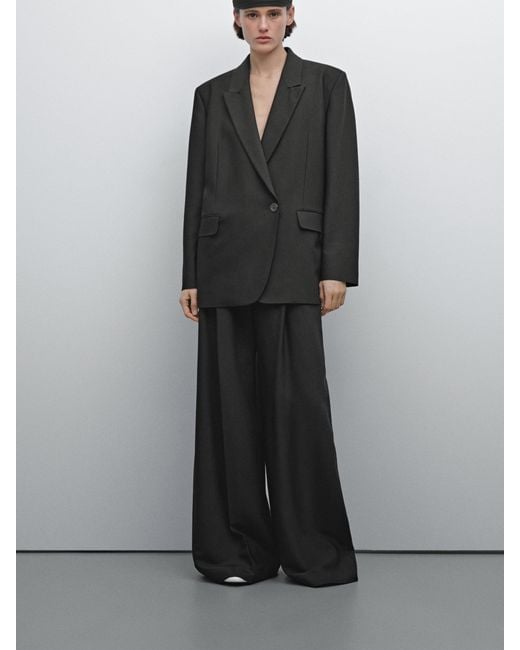 Blazer Da Completo Con Revers di MASSIMO DUTTI in Black