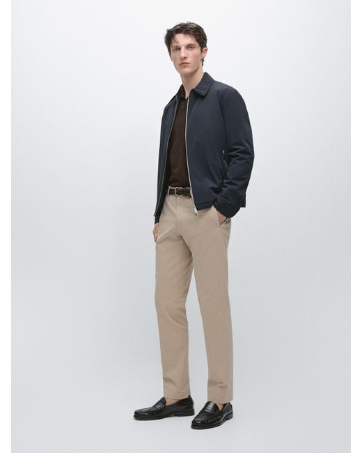 MASSIMO DUTTI Natural Cotton Blend Slim Fit Trousers for men