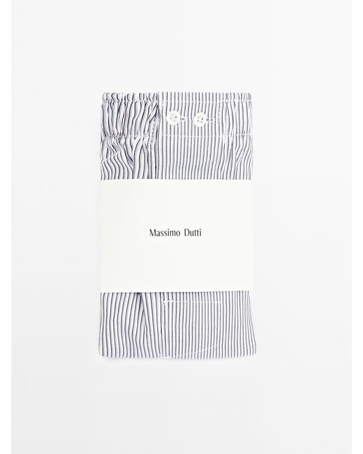 MASSIMO DUTTI White Double Stripe Print Boxers for men