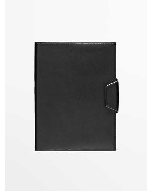 MASSIMO DUTTI Black Nappa Leather Notebook Case