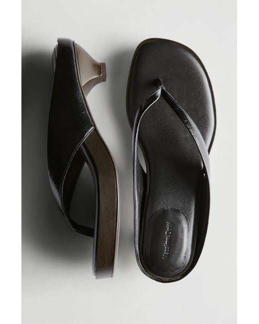 MASSIMO DUTTI Black Mid-Heel Sandals With Toe Divider