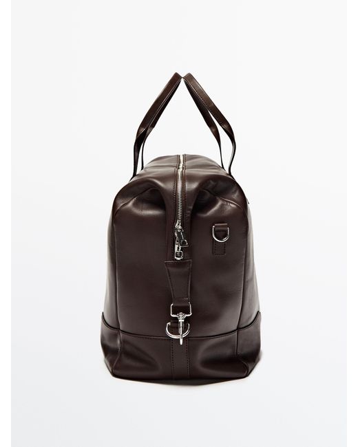 MASSIMO DUTTI Brown Leather Bowling Bag for men