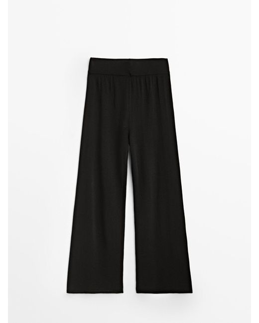 MASSIMO DUTTI Cropped Knit Trousers in Black - Lyst