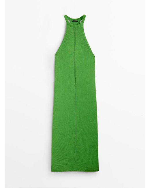 MASSIMO DUTTI Knit Dress With Straps in Green Lyst