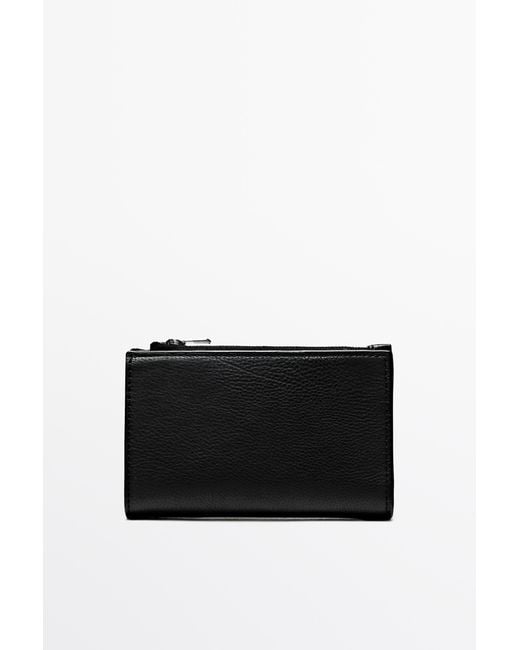 MASSIMO DUTTI Black Nappa Leather Wallet for men