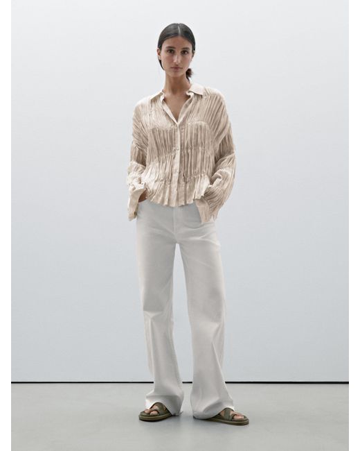 MASSIMO DUTTI Natural Flowing Shirt With Gathered Details
