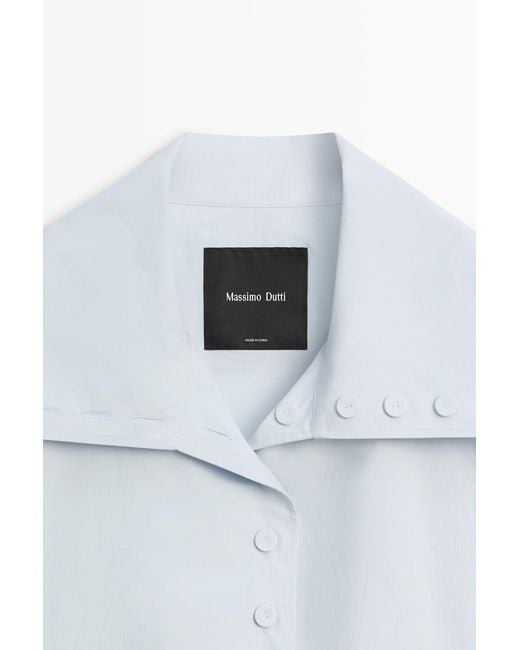 MASSIMO DUTTI White Cropped Button-Detail Jacket
