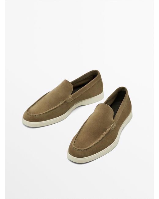 MASSIMO DUTTI Multicolor Split Suede Leather Loafers for men
